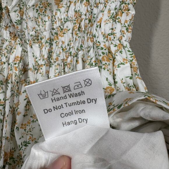 Kourt Size Small Hopely Mini Shift Dress White Green Floral Cotton Sleeveless - Picture 10 of 11